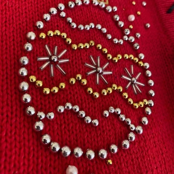 Beaded Christmas Red Sweater - Picture 3 of 8